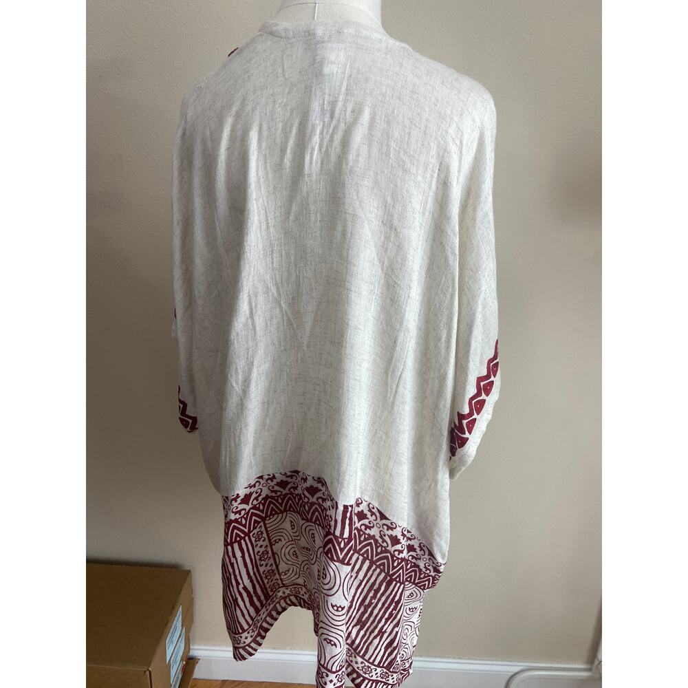 Chico's S/M Linen Blend Mixed Print Ruana Wrap Beach Summer Lightweight Boho - Picture 5 of 7